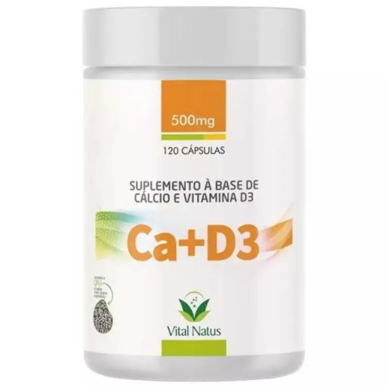 Suplemento Cálcio e Vitamina D3 Vital Natus 120 Cápsulas