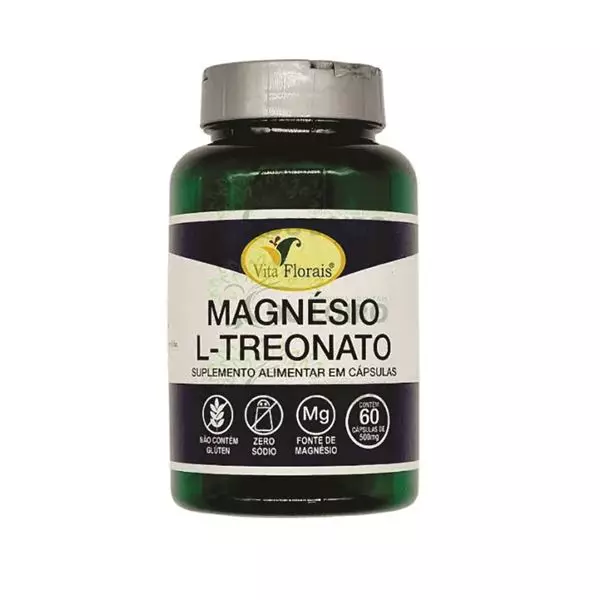 Magnésio L-Treonato 500mg Vita Florais 60 Cápsulas