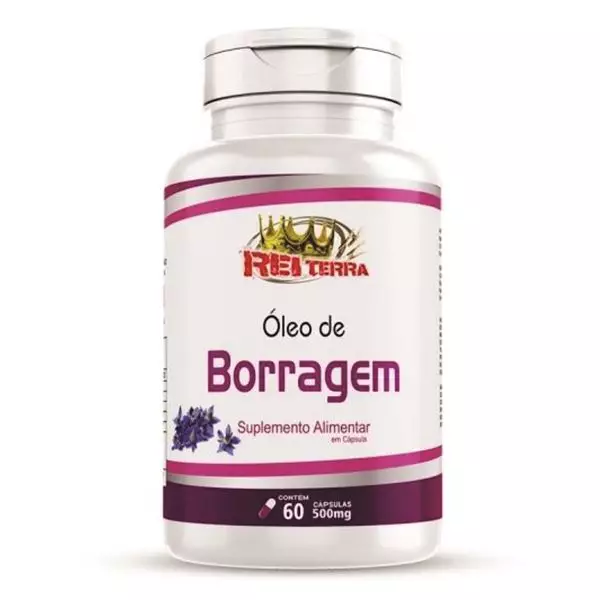 Óleo de Borragem 500mg Rei Terra 60 Cápsulas