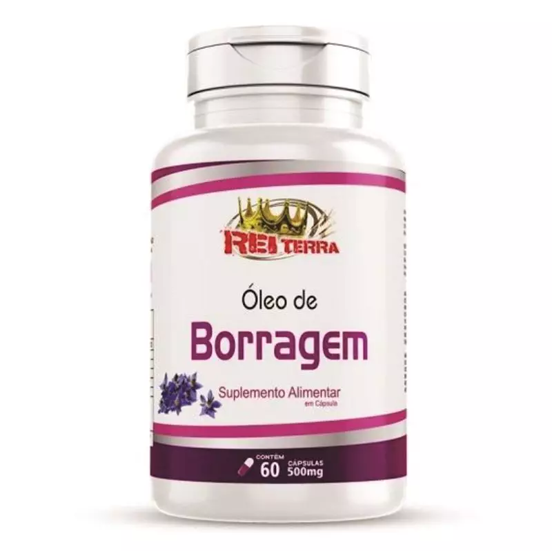Óleo de Borragem 500mg Rei Terra 60 Cápsulas